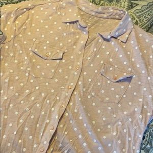 Polka Dot Button Down Shirt with Pockets